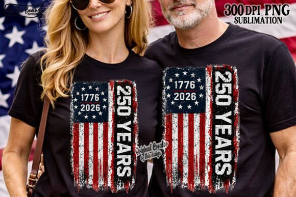 1776–2026 American Flag PNG: USA 250 Years Design