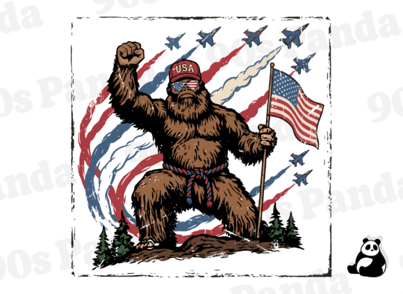 4th of July Bigfoot PNG: A Patriotic Design Asset