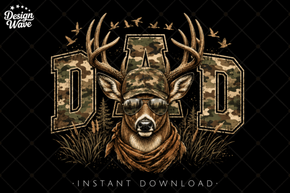 Camo Buck Father’s Day PNG: A Rugged Design Asset