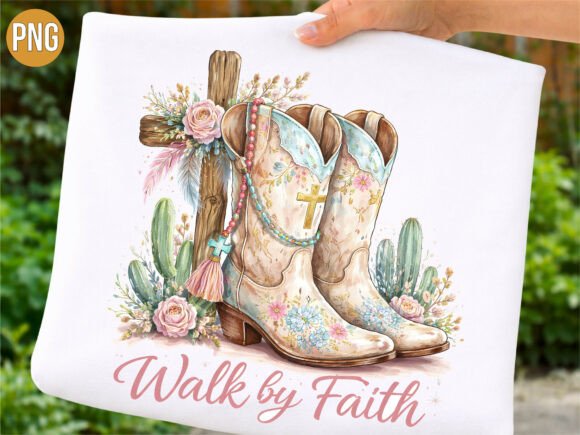 Christian Walk by Faith Cowgirl Boot PNG: A Designer's Asset