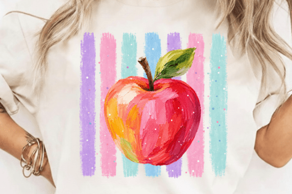 Coastal Apple Stripes Teacher PNG: A Retro Graduation Design Asset