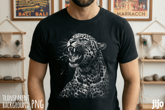 Dynamic Leopard Roaring Animal Wildlife PNG for Design