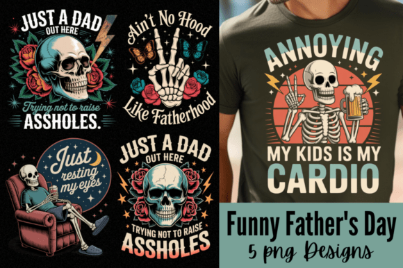 Funny Father's Day PNG Bundle: Witty Designs for Projects