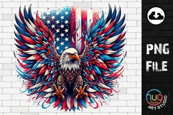 Patriotic Eagle USA Flag 4th of July PNG