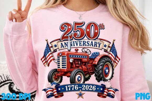 Patriotic Tractor 250th Anniversary PNG: A Design Asset for Timeless Branding