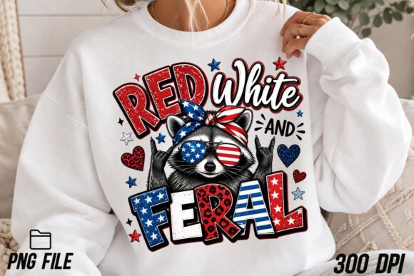 Red White and Feral Raccoon PNG: A Designer's Patriotic Asset