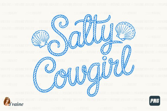 Salty Cowgirl Retro Western PNG: Coastal Design Trends
