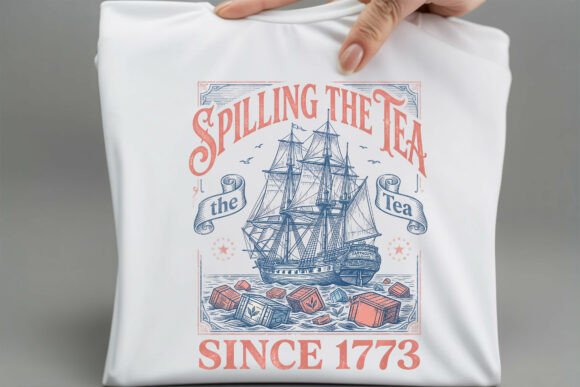 Spilling the Tea Since 1773: A Vintage American PNG for Modern Design