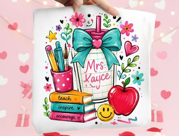 Vibrant Customizable Teacher Name PNG for Educator Gifts